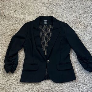 Frederick's of Hollywood Black Blazer with Lace Detail